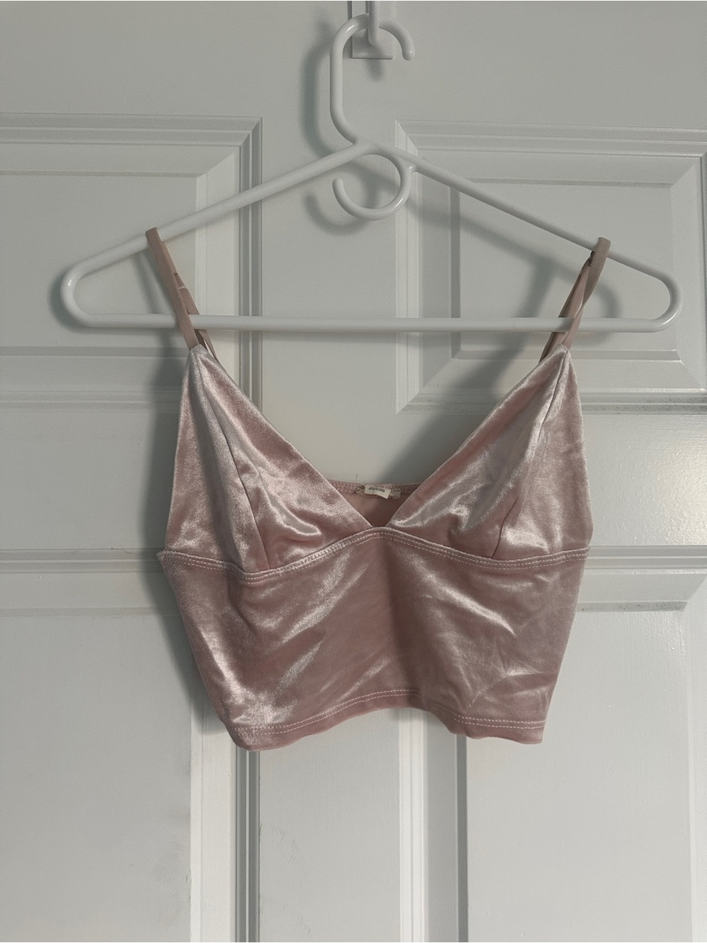 Garage Pink Velvet Cropped Bandeau Cami